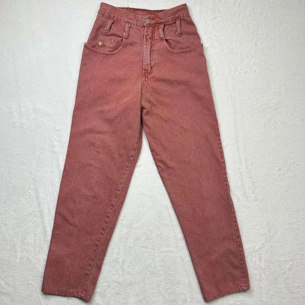 Steel Jeans Womens 5 XS Pink Salmon Vintage High Waist 90s 80s Tapered Retro USA